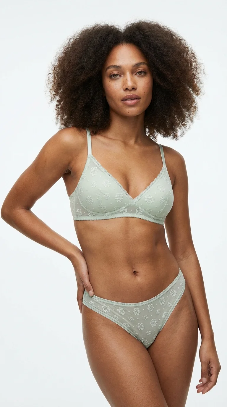 Jakarlı Pamuklu Slip Külot Mint Green - Ön Görünüm